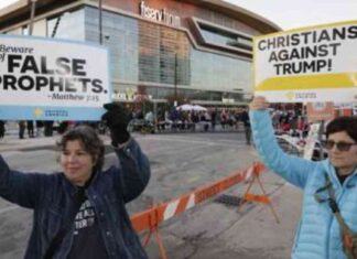 Christian Activists Protest Trump Rally with Trump-Themed Golden Calf in Milwaukee news-02112024-162146